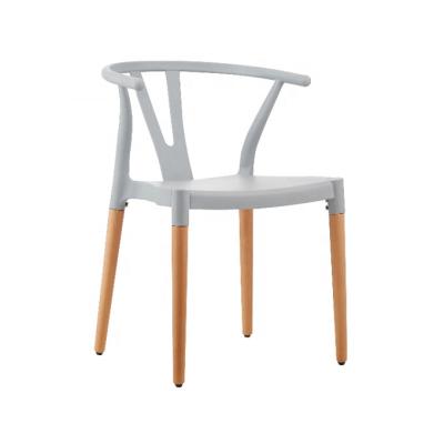 China Best Selling Modern Beautiful Backrest Plastic Bar Dining Chair With Wooden Legs for sale