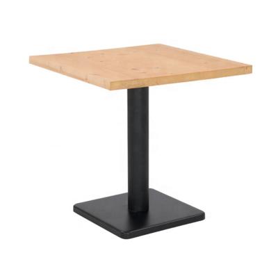 China Modern High Quality Square Wood Dining Table With Metal Base for sale