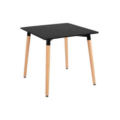 China Cheap Contemporary Modern Fancy Black Design MDF Table Wood Legs Design MDF Cafe Restaurant Wooden Dining Table for sale