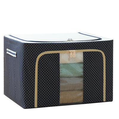 China Household Wardrobe Finishing Storage Box Oxford Steel Frame Tissue Box Casual Washable Folding Cloth Storage Box A Generation of Hair for sale