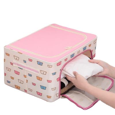 China Casual Hot Selling Non Woven Folding Household Storage Bag With Zipper And Handle For Cloths for sale