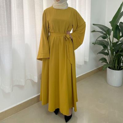 China Hot Selling Nida Cotton Polyester Muslim Dresses Maxi Women Long Sleeves Kaftan Dresses Muslim Dubai for sale