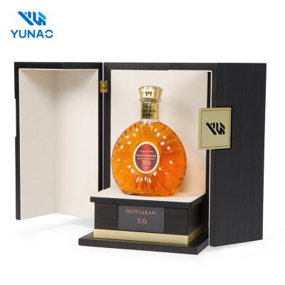 China Recyclable Custom Design Two Door High Quality MDF Wooden Covered With Wooden Grain Paper Finish Wine Storage Box/Case for sale