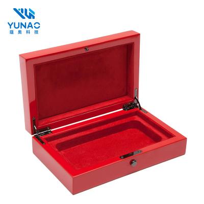 China Handmade Factory Manufacture Customized High-End Red Color High glossy finish Wooden Phone Box/Case  for Wholesale for sale