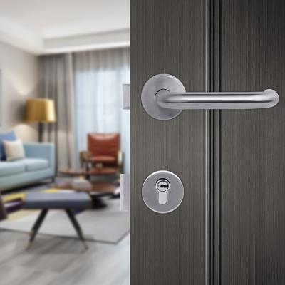 China Modern Design High Quality Heavy Duty Interior Pull Door Lever Handle Interior Key Lock Set For Wooden Door for sale