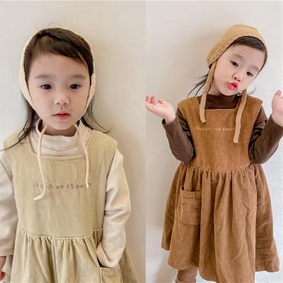 China 2021 Solid Cute Sleeveless Autumn Stock Girl Dress Anti-wrinkle Dress Baby Clothes for sale