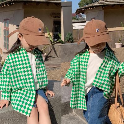 China Anti-pilling Spring Kids Long Sleeve Shirt Kids Outwear Girls Top Plaid Shirt for sale