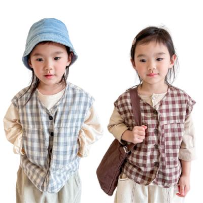 China Spring Breathable Kids Vest Girls Coat For Plaid Kids Outwear Vest Jacket for sale