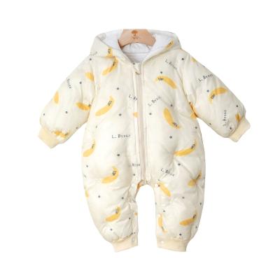 China Thick casual banana baby romper kids overall winter suit baby one-piece down jacket for sale