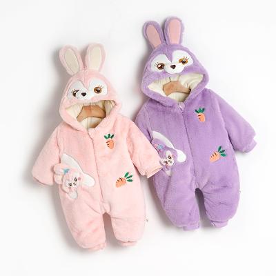 China Casual Rabbit Animal Toddler Hooded Down Jacket Autumn Winter Infant Baby One Piece Overalls for sale