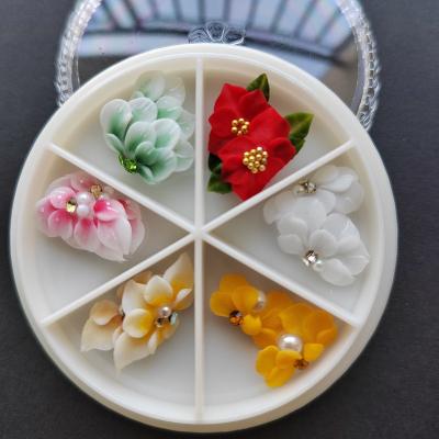 China Small Colorful Pendants Nail Art Decor 12 3D Flower Nail Charms/Fresh and Beautiful Vivid Design/3D Nail Handmade Acrylic Flower for sale