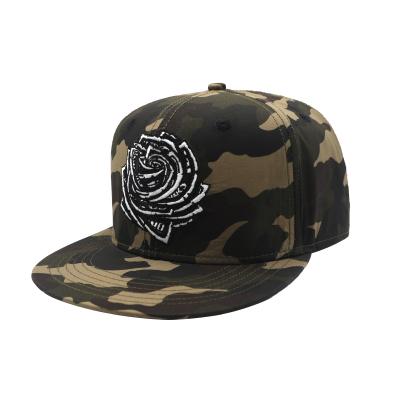 China JOINT Wholesale 6 Panel Embroidery Camouflage Flat Brim 100% Polyester Fitted Hat for sale