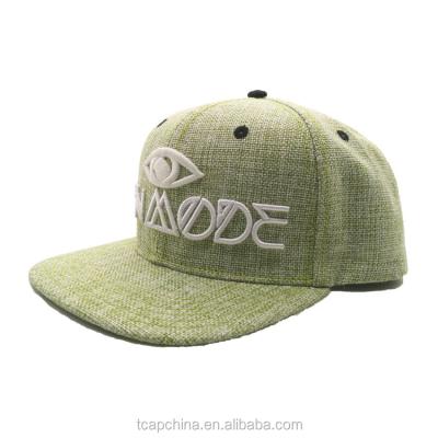 China JOINT Wholesale Design Your Own 3d Embroidery Logo Glowing in Dark Loose Green Hemp Snapback Cap Hats for sale