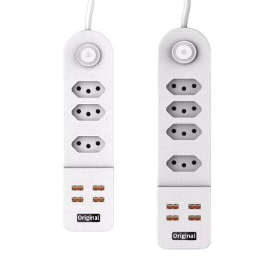 China Residential / General Purpose 3 4 Brazil Standard Power Strip Outlet Socket With Independent Switch 4 Port USB Plug-in Expansion Socket for sale