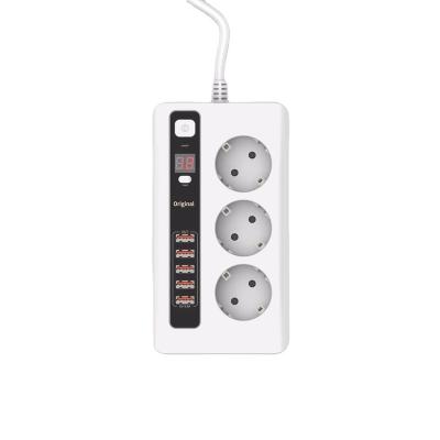 China EU 3 Port 5 USB Ports Power Socket Europe Residential/Multi-Purpose Fast Charging Power Strip with USB Smart Charging Sync for sale