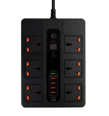 China Universal 6 seater 5USB C Plug 2M Plug 2M Cable Extension Socket Residential / Multipurpose Power Strip for sale