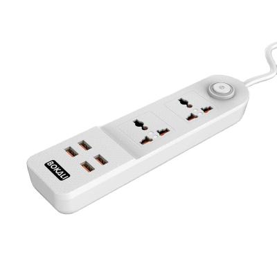 China Hot Selling 4 USB Ports Desktop Power Strip Power Outlet Socket 2 Charging Universal Socket With 4USB Panel 2m Cable for sale