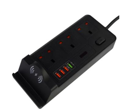 China UK PC+ABS Desktop Power Outlet 3 Ways Power Plug Band Radio Charging UK Plug QC 3.0 Fast Charging for sale