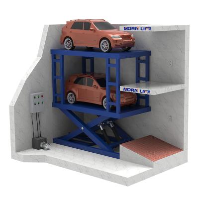 China MORNING Hydraulic Stationary Double Scissor Lift Car Parking Platform Car Underground Lift With CE ISO for sale