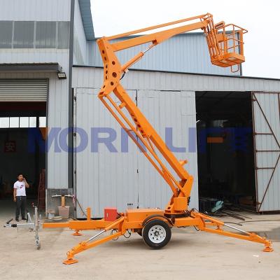 China Hotels MORNING 8m-22m Aerial Work Trailer Mounted Cherry Picker Telescopic Articulated Towable Spider Lift Boom Lift for sale