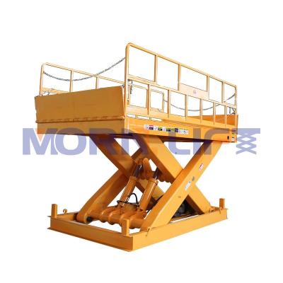 China Building Material Stores MORNING Hydraulic Lift Electric Stationary Scissor Dock Lift Table for Warehouse or Port Dock for sale