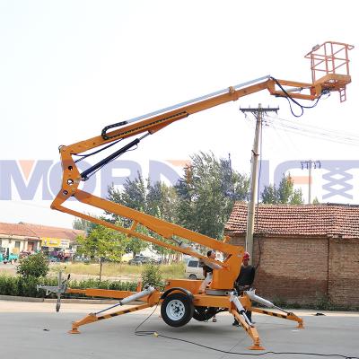 China Hotels 10-16m Trailer Cherry Picker Spider Lift Towable Telescopic Articulated Boom Lift for sale