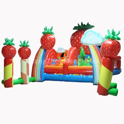 China Outdoor Entertainment Hot Selling Inflatable Bounce House Strawberry Castle Water Slide Bouncer Combo PartyJumping for Outdoor Gamme for sale