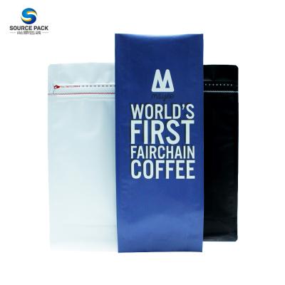 China Security Mylar Aluminum Foil Gusset Black Coffee Plastic Side Valve Packaging Bag With Zipper for sale