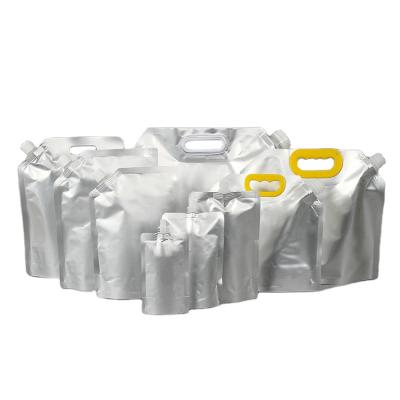 China 1L 2L Aluminum Foil Soup Moisture Proof Plastic Spout Bags With White Cap for sale