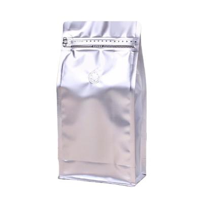 China Custom Recyclable Flat Bottom Eco Kraft Paper Packaging Bean Valve Packaging Compostable Printed Biodegradable Coffee Bag For Coffee for sale