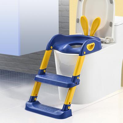 China Eco-freindly OEM Style Waist Toddler Animal Potty Training Ladder Soft Anti-Slip Cushion Adjustable Toilet Seat Trainer with Step Stool for sale