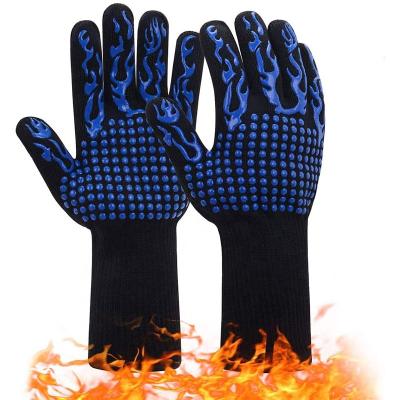 China 932 F Oven Mitts Non Slip Silicone Printed Hand Protection Grilling Kitchen BBQ Heat Resistant Gloves for sale