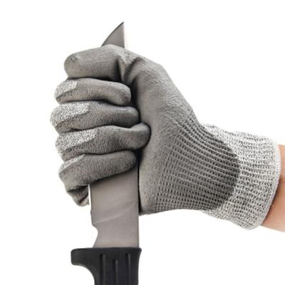 China Protect your hands. Stretch Comfort Grip HPPE Knitted Level 5 Cut Proof High Strength Polyurethane PU Palm Coated Cut Resistant Gloves for sale