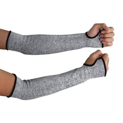 China Heavy Duty Outdoor Safety Cut Working Arm Guard Protection HPPE Knitted Level 5 Cut Resistant Arm Sleeves for sale