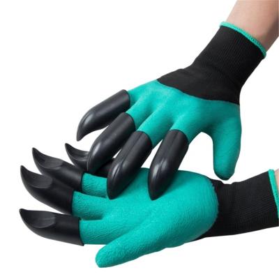 China Protect your hands from impact waterproof best breathable garden digging planting gardening gloves with ABS claws for sale