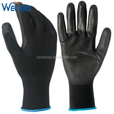 China Lightweight Polyurethane Palm Coating Nylon Diesel Protection Black Builder PU Dipped Gloves for sale