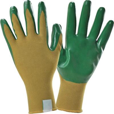 China Seamless Stretch Knit Breathable Comfortable Work Protective Dipped Nitrile Smooth Safety Gloves for sale