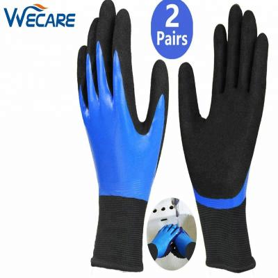 China Double Nylon Fiber Water Proof Lightweight Breathable Stretch Abrasion Resistant Non-Slip Hard Durable Nitrile Dipped Gloves for sale