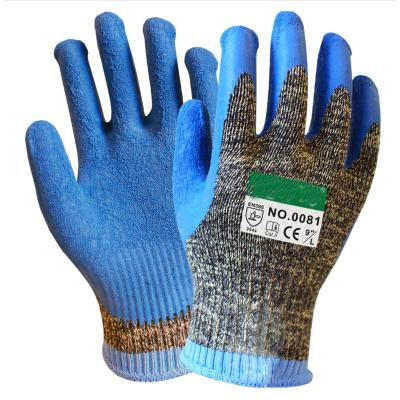 China Palm Garden Protection Construction Work Gloves Dipped Lightweight Breathable Latex Coated Stretch Palm Cuff Pleat Elastic Latex Work Gloves for sale