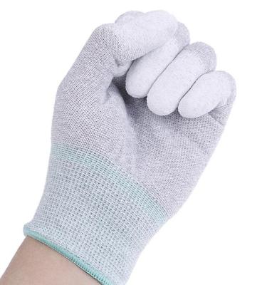 China Anti Static 13 Gauge Carbon Fiber Nylon PU Coated Finger Tip Fitted Anti Static ESD Gloves for sale