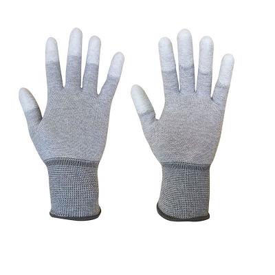 China Anti Static Breathable ESD Carbon Fiber PU Electronic Anti Working Finger Coated Non-slip Hand Protection Gloves for sale