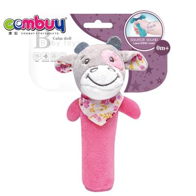 China Baby Toy Soothes Cartoon Animals Toys Fascinator Musical Stick Bell Soft Baby Rattle for sale