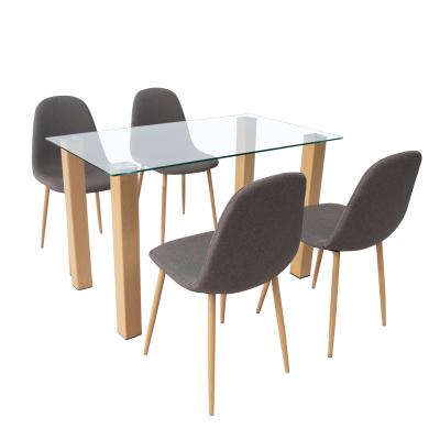 China K/D Scandinavian Modern Home Furniture Glass Top Dining Table Set With 4 Chairs for sale