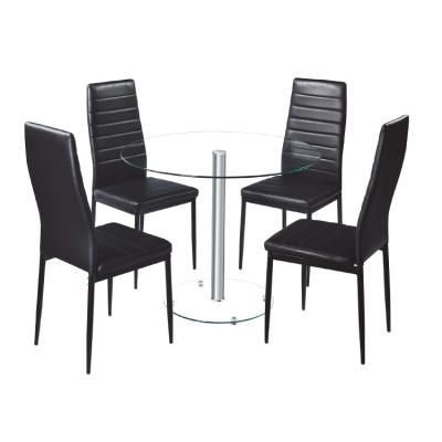 China Modern Home Furniture Round Tempered Glass General Use Furniture Stainless Steel Dining Table With 4 Chairs for sale