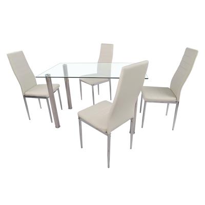 China Durable Modern Home Glass Dining Table Furniture Glass Top Dining Table Set With 6 Chairs for sale