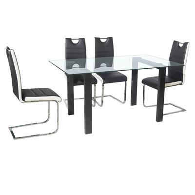 China Glass Italy Style Modern Rectangle Tempered Glass Dining Table With 6 Chairs for sale