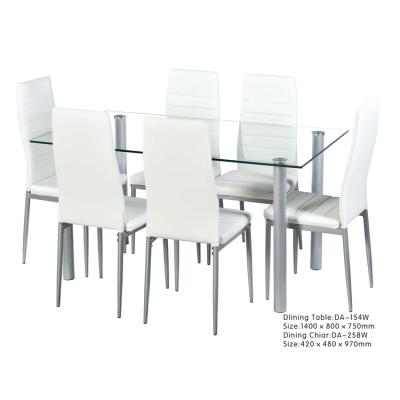 China Bazhou Hebei Adjustable Factory Free Sample (Height) Dining Room Furniture Glass Dining Table Set With 6 Chairs for sale