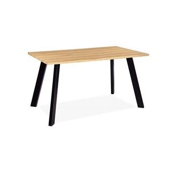 China Furniture Factory Modern Design Modern Wood Dining Table With Metal Base for sale