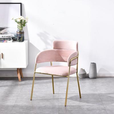 China Modern Stylish Modern Gold Metal Leg Base Dining Chair High Quality Pink Velvet Dining Chairs for sale