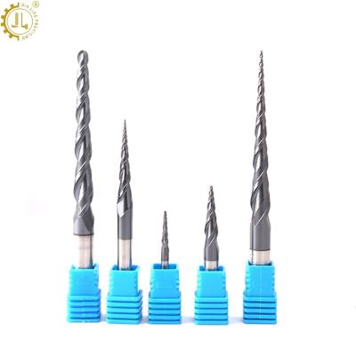 China Tapered CNC Milling Machine Ball Nose Tapered Ball Nose Endmills Carbide HRC65 Taper End Mill For CNC Milling Machine for sale